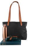 Nylon/Naturleder Shopper Diana schwarz