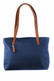 Nylon/Naturleder Shopper Diana azurblau