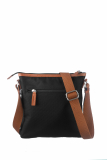 Nylon/Naturleder Crossover Bag Iris schwarz