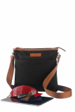 Nylon/Naturleder Crossover Bag Iris schwarz