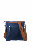 Nylon/Naturleder Crossover Bag Iris azurblau