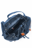 Nylon/Naturleder Rucksack Heidi azurblau