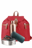 Nylon/Naturleder Rucksack Heidi rot