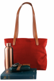 Nylon/Naturleder Shopper Diana rot